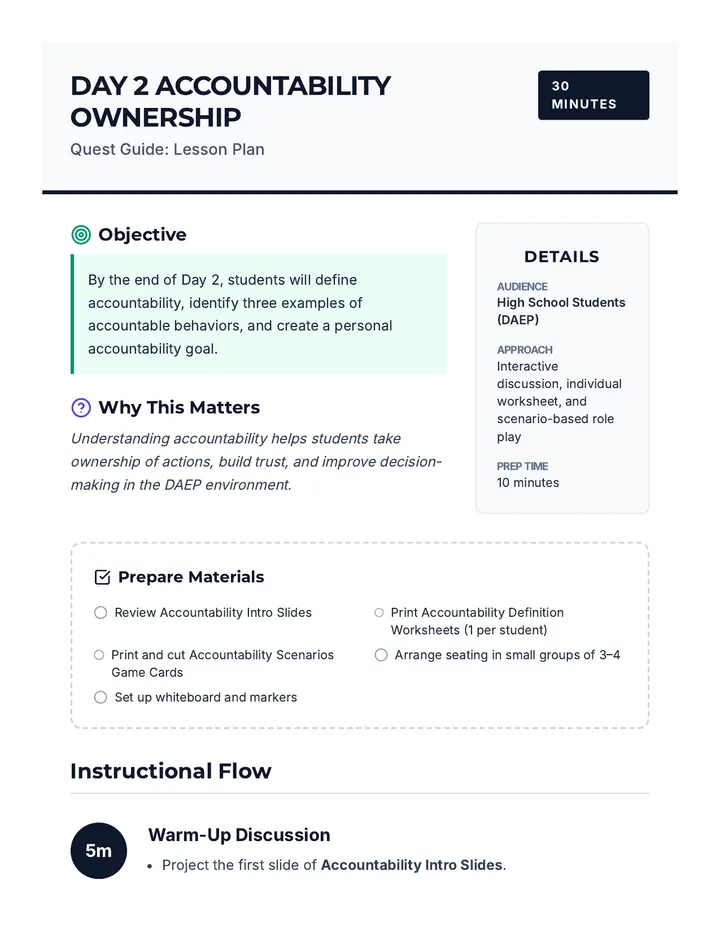 Day 2 Lesson Plan Teacher Guide
