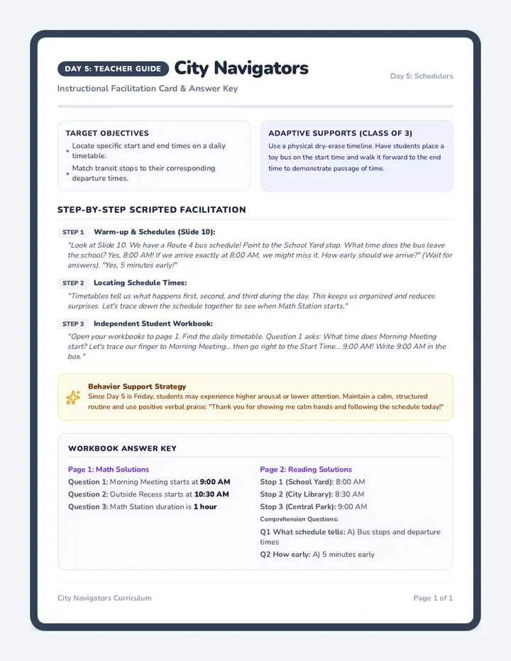 Daily Schedulers Teacher Guide