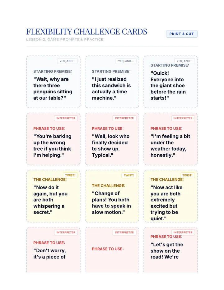 Flexibility Challenge Cards