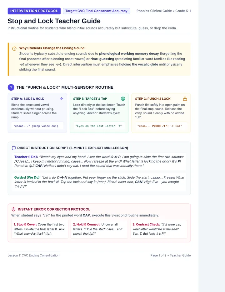 Stop and Lock Teacher Guide