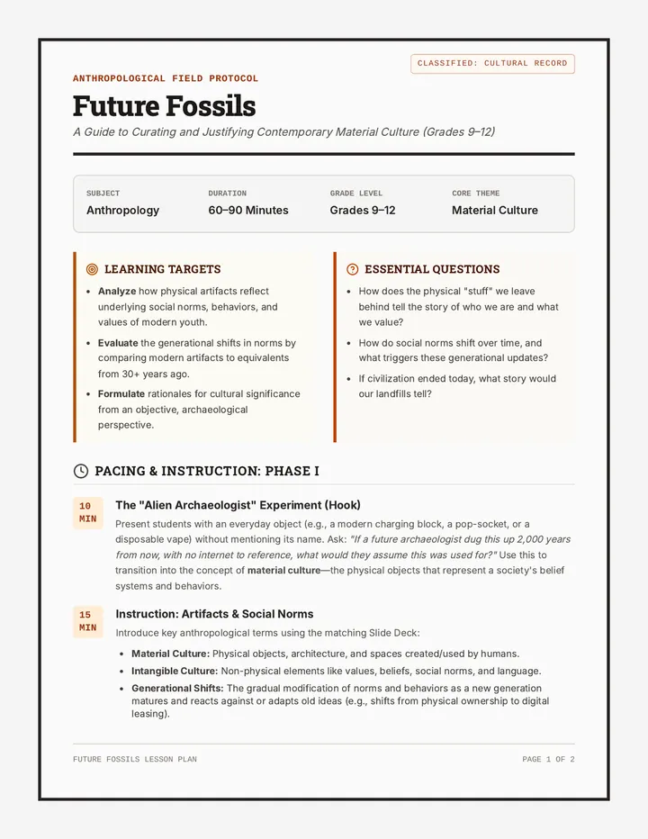 Future Fossils Teacher Guide