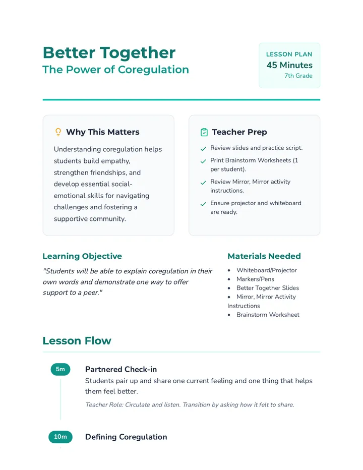 Better Together Lesson Plan