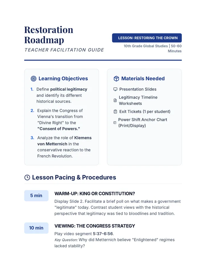Restoring the Crown Teacher Guide