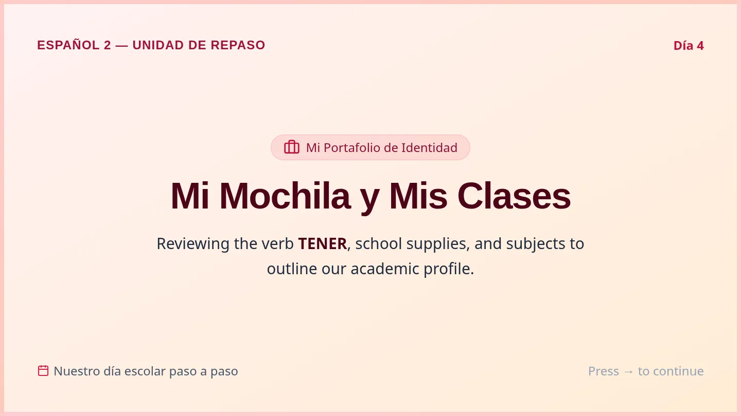Mochila y Horario Slides