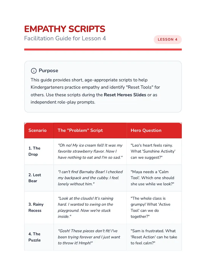 Empathy Scripts Teacher Guide