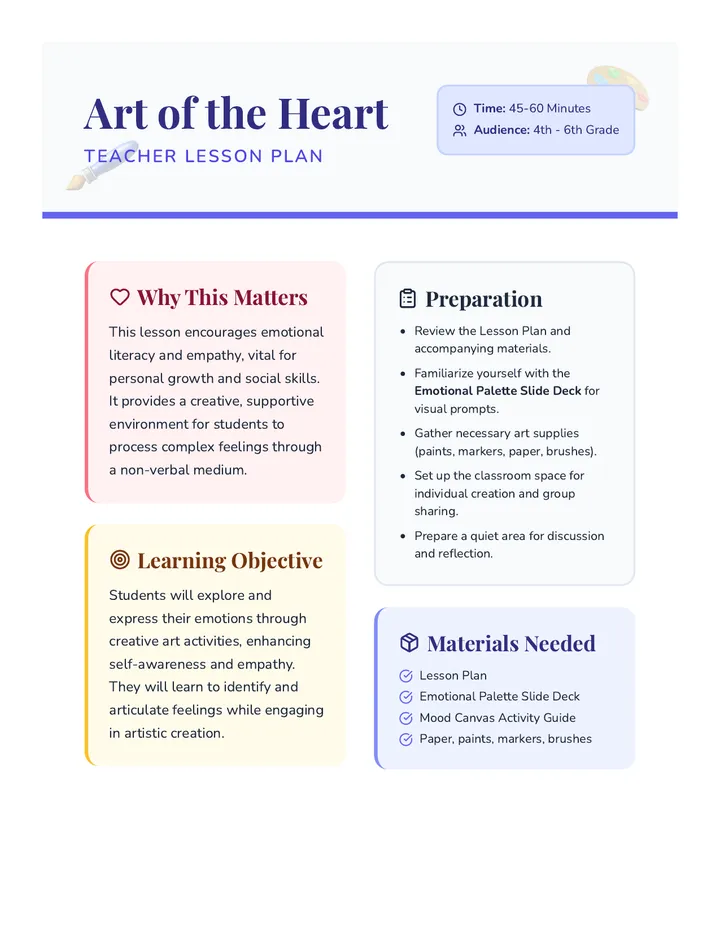Art Heart Lesson Plan