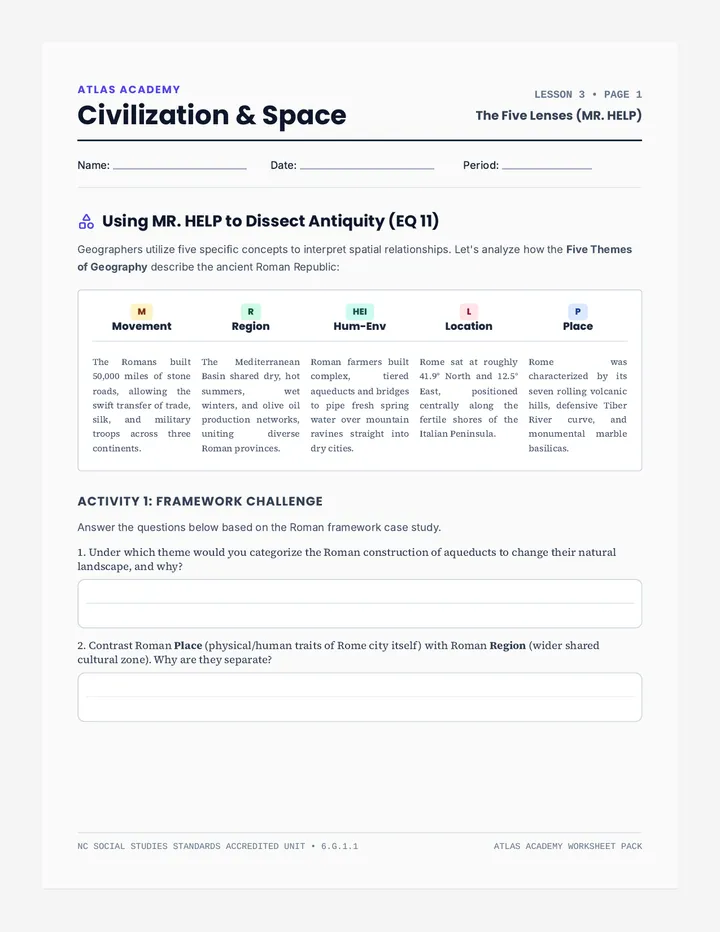 Civilization and Space Worksheets