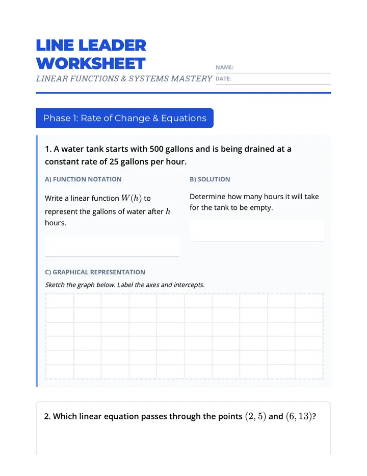 Line Leader Worksheet