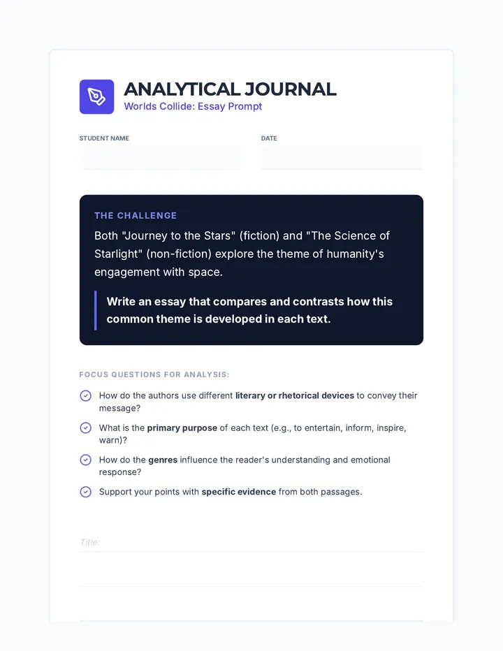 Worlds Collide Essay Prompt Journal