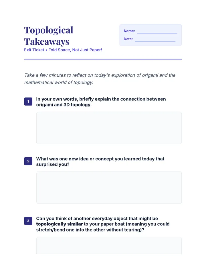 Topological Takeaways Exit Ticket