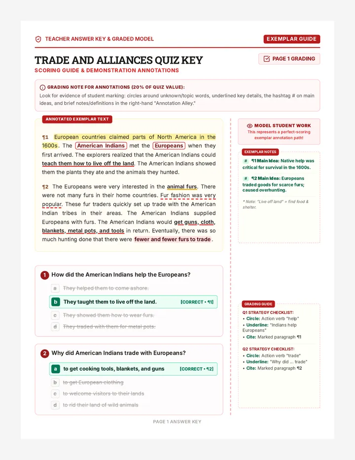 Trade Alliances Teacher Key