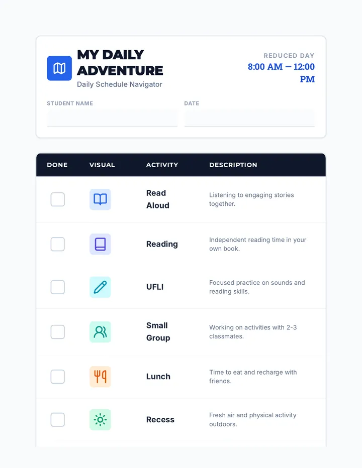 My Daily Adventure Visual Schedule