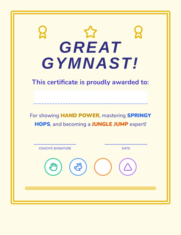 Gymnast Certificate