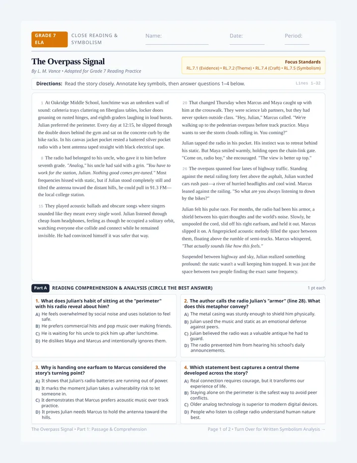 Overpass Signal Worksheet