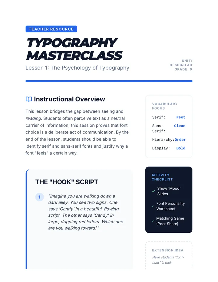 Typography Teacher Guide