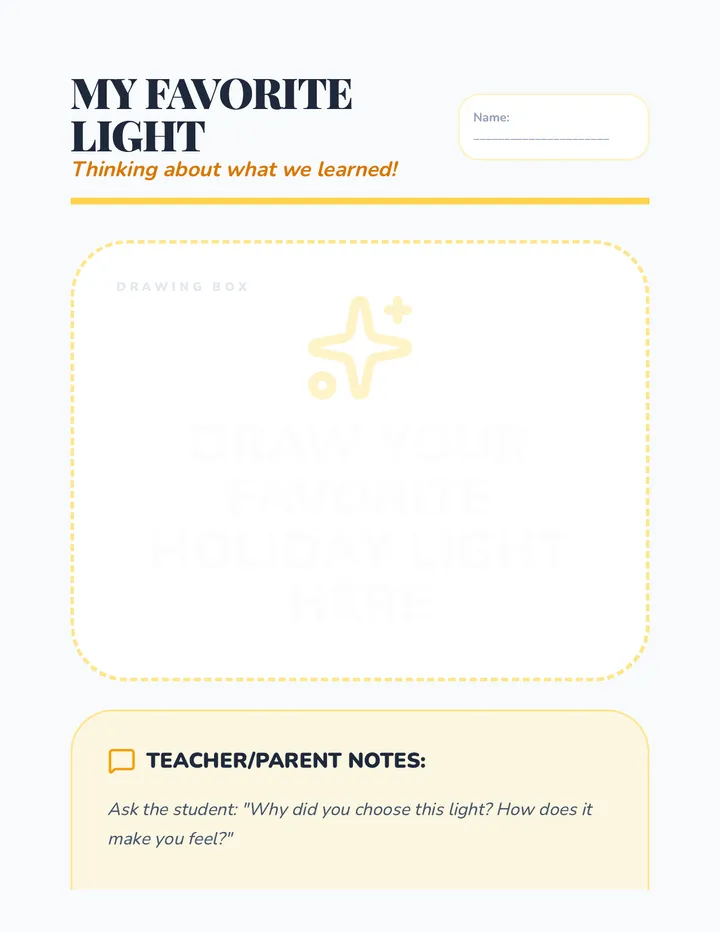 Holiday Light Reflection Activity