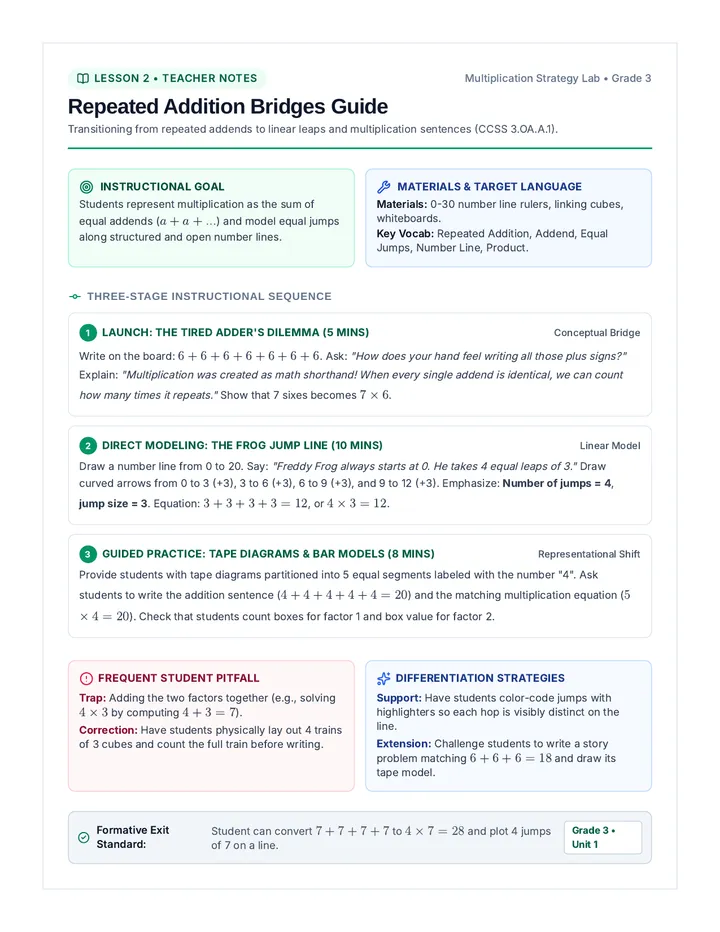 Repeated Addition Teacher Guide