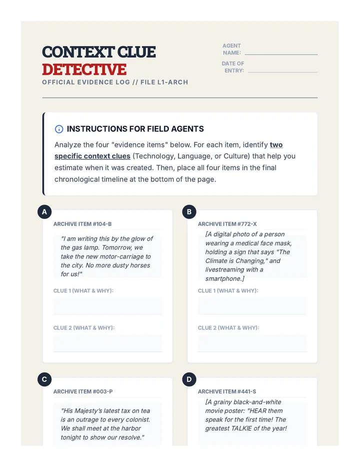 Context Clue Detective Worksheet
