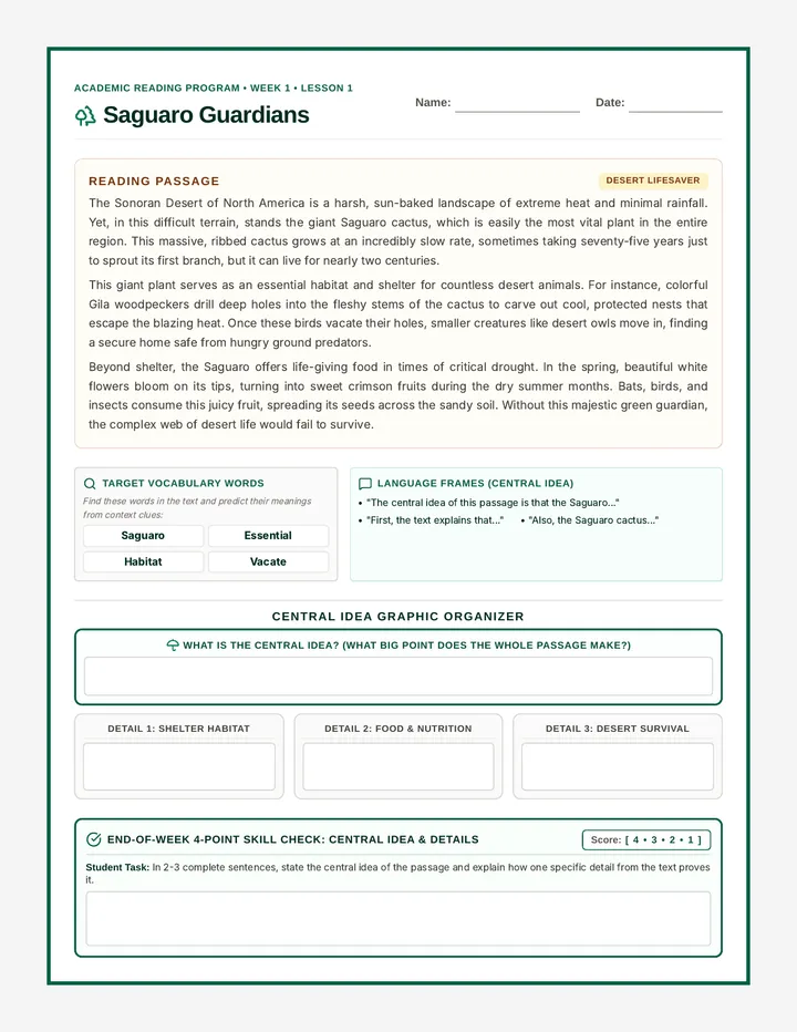 Saguaro Guardians Activity Sheet