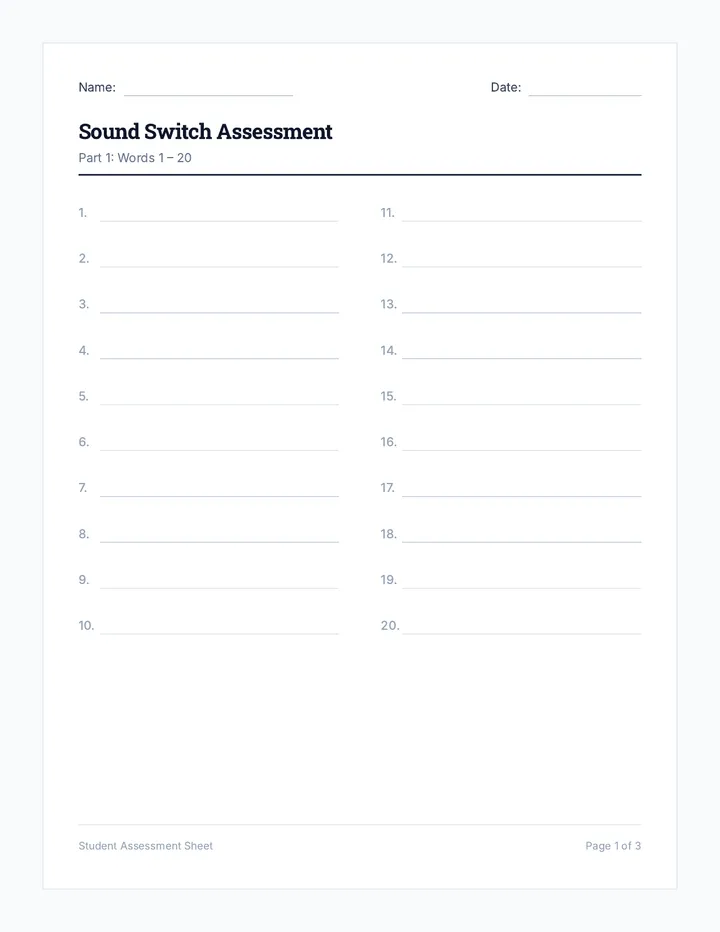 Sound Switch Response Sheet