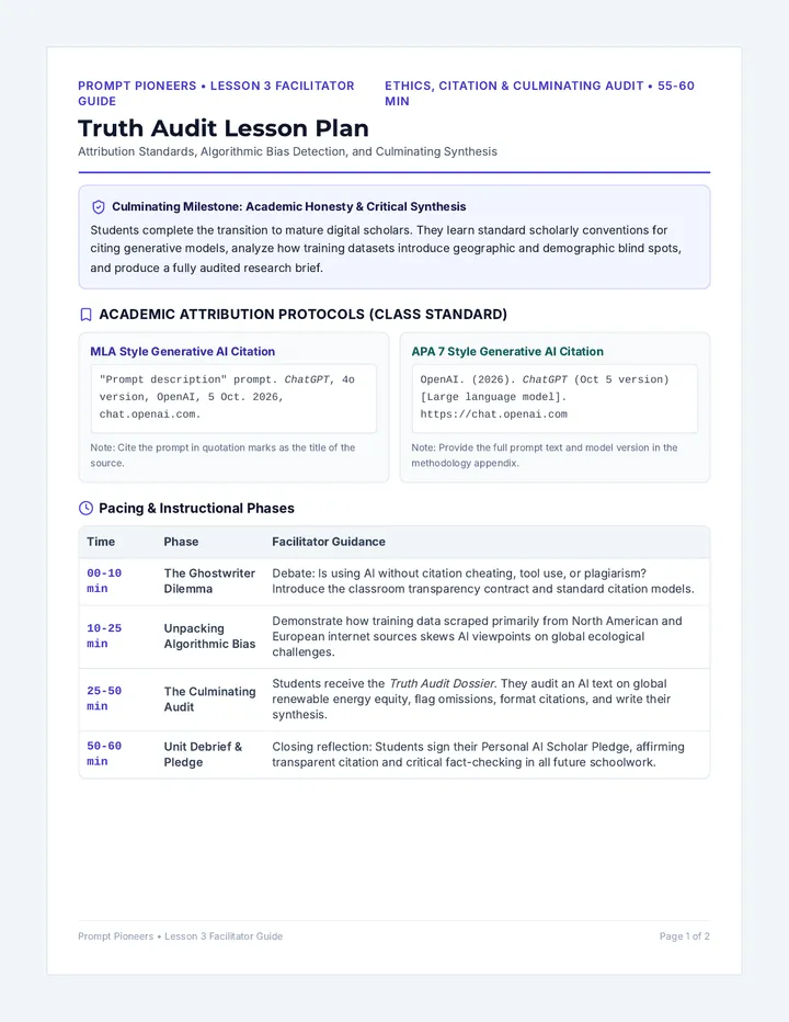 Truth Audit Lesson Plan