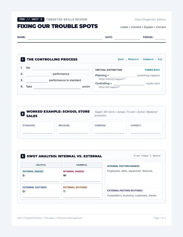 Targeted Review Guided Notes