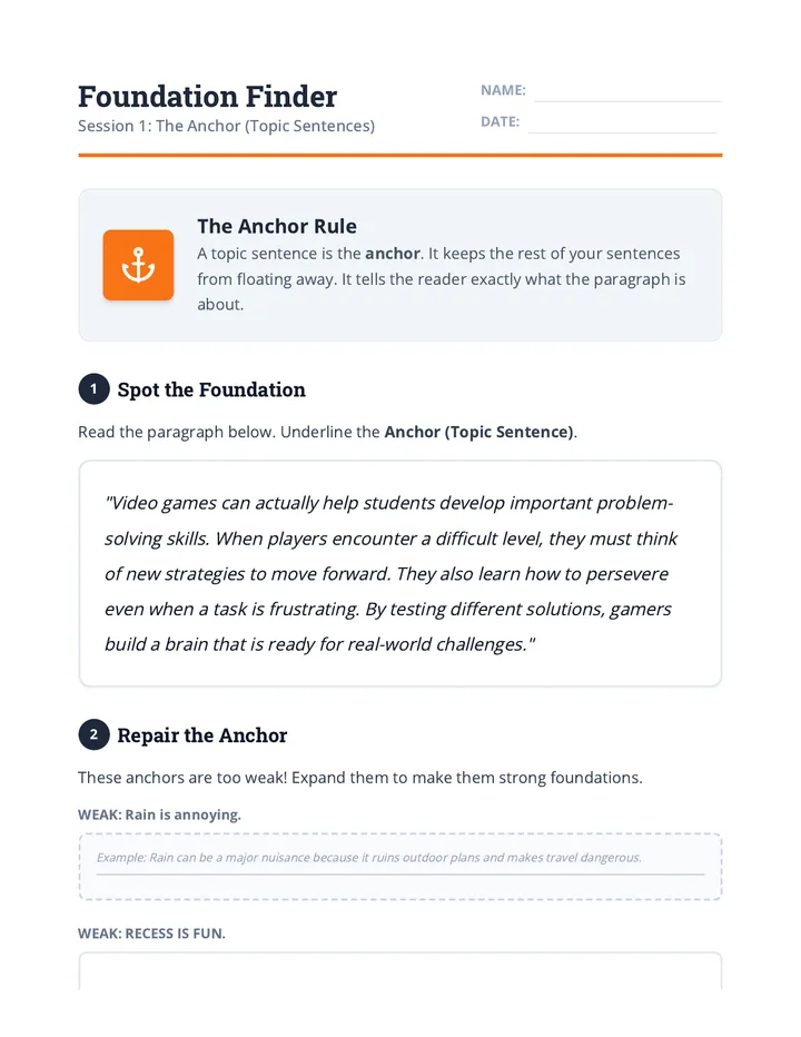 Foundation Finder Worksheet