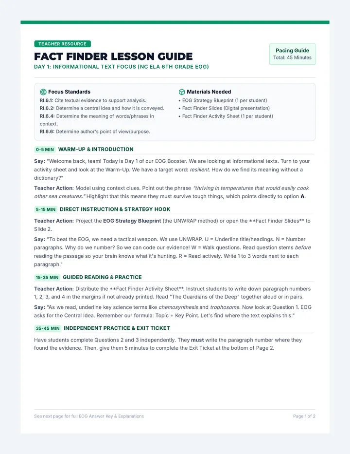 Fact Finder Lesson Guide