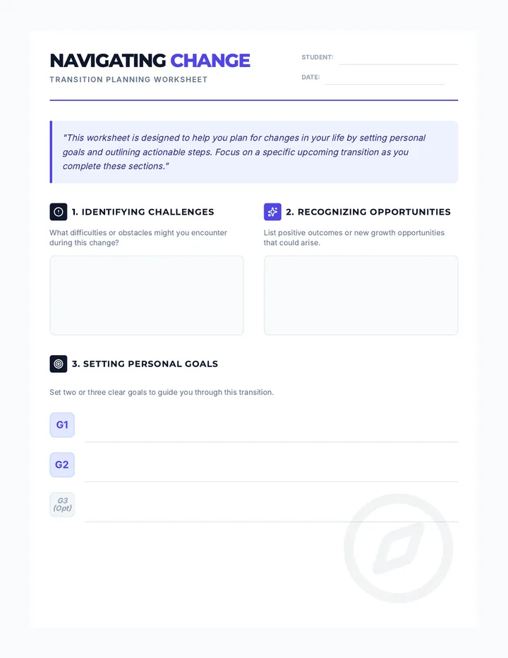 Navigating Change Worksheet
