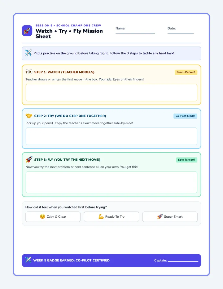 Watch Try Fly Activity Sheet