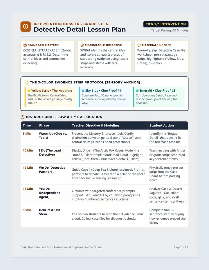 Detective Detail Lesson Plan