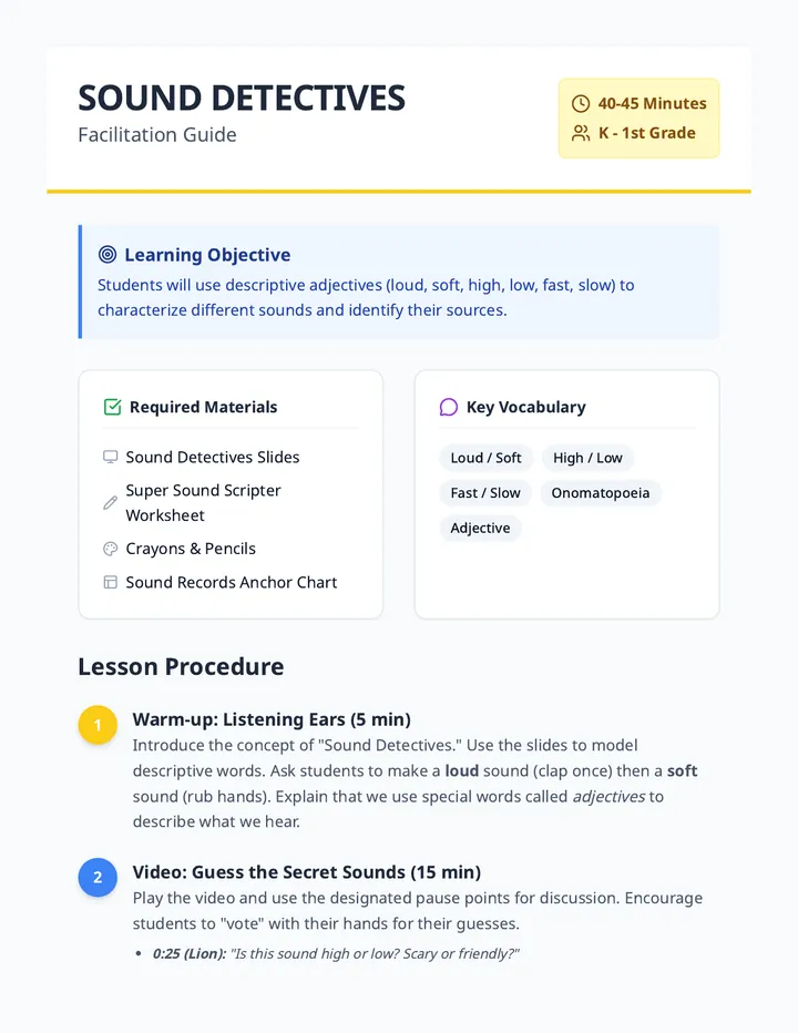 Sound Detectives Teacher Guide