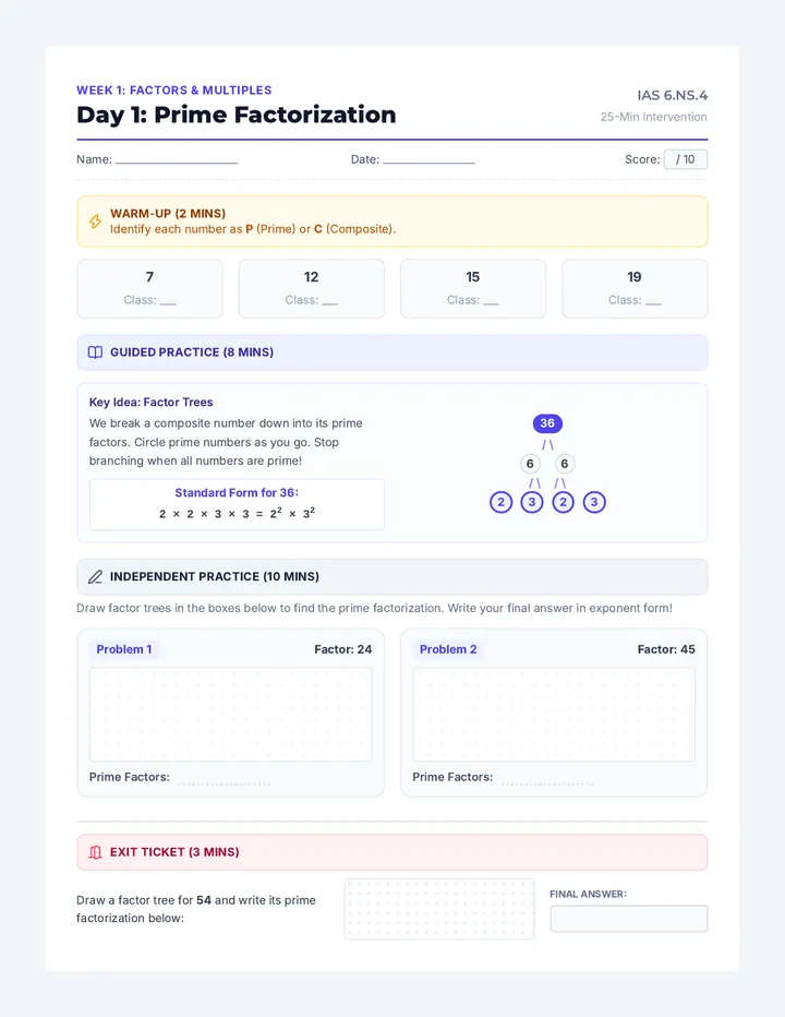 Factors Multiples Student Workbook
