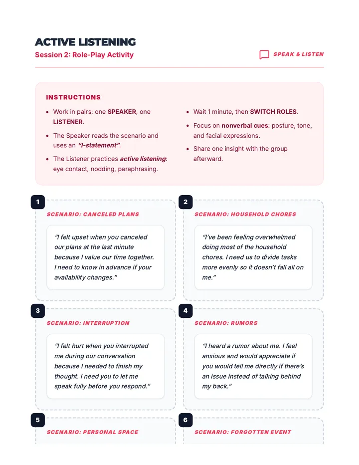 Active Listening Role-Play Activity