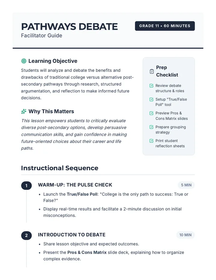 Pathways Debate Facilitator Guide
