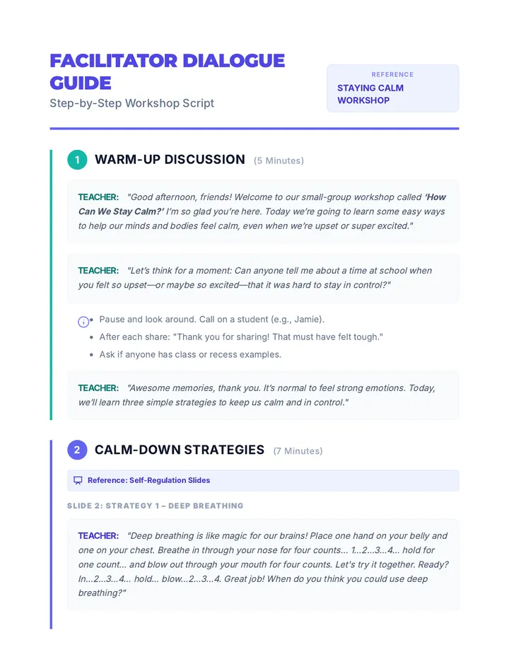 Facilitator Dialogue Guide Script