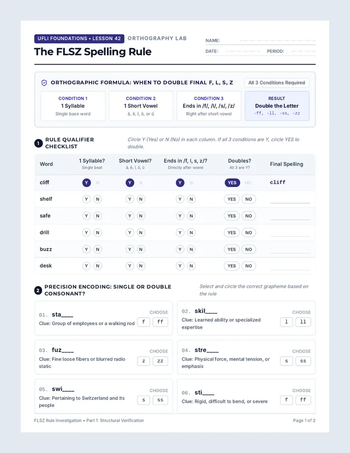 FLSZ Rule Practice Worksheet