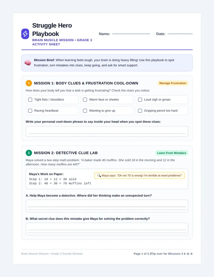 Struggle Hero Playbook Worksheet
