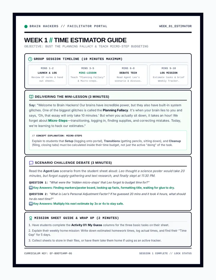 Time Estimator Facilitator Guide
