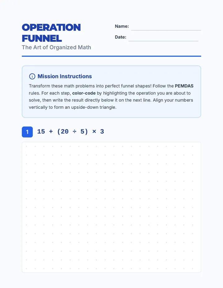Funnel Math Worksheet