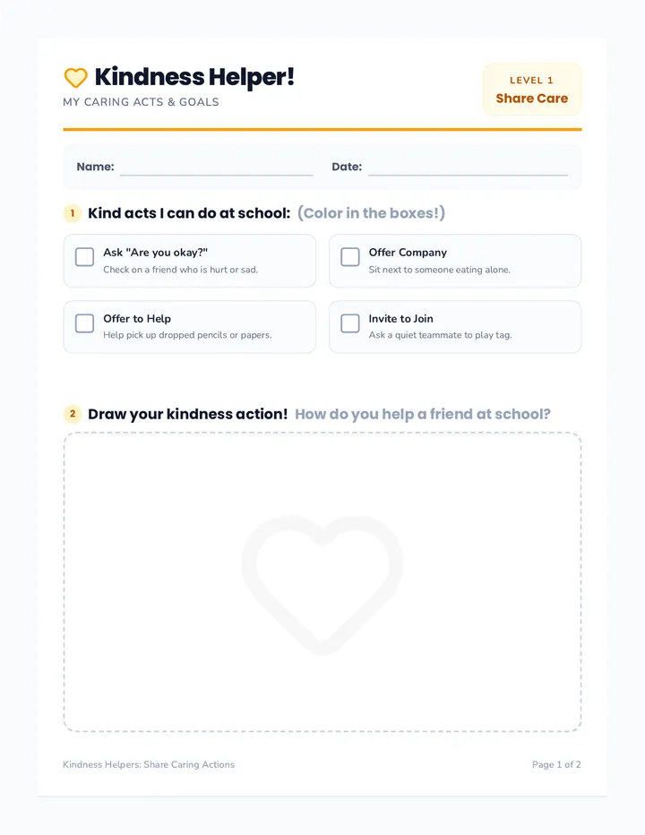 Kindness Helper Worksheet