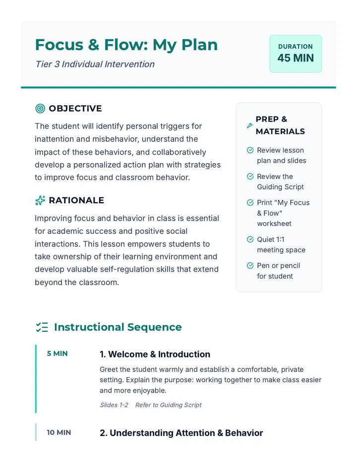 Focus and Flow Lesson Plan