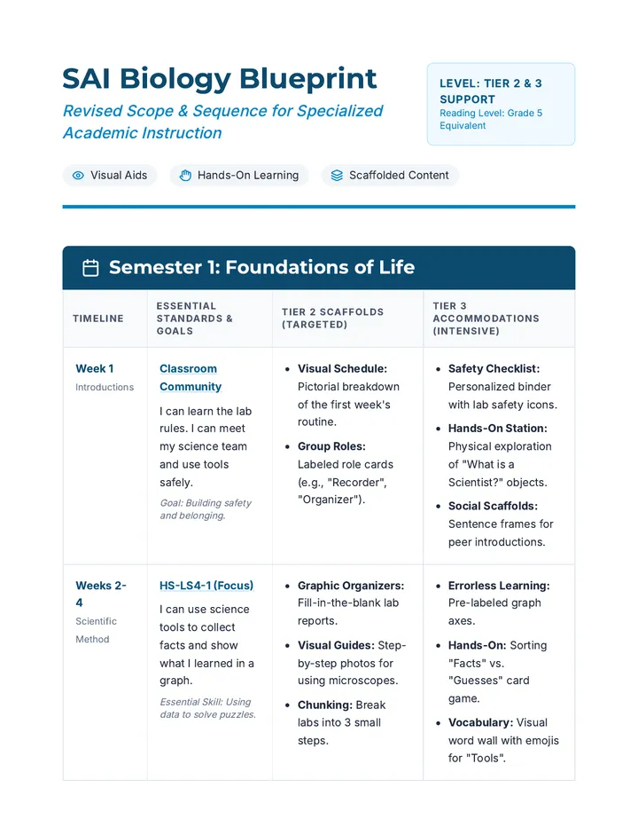 Biology Blueprint SAI Scope Sequence