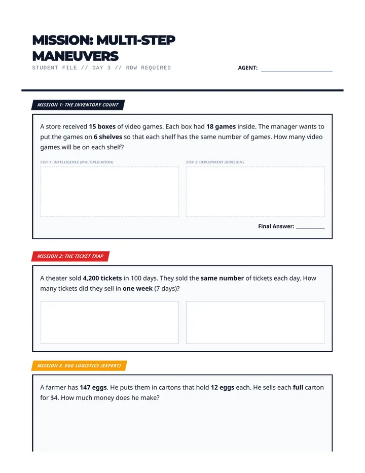 Multi Step Maneuvers Worksheet