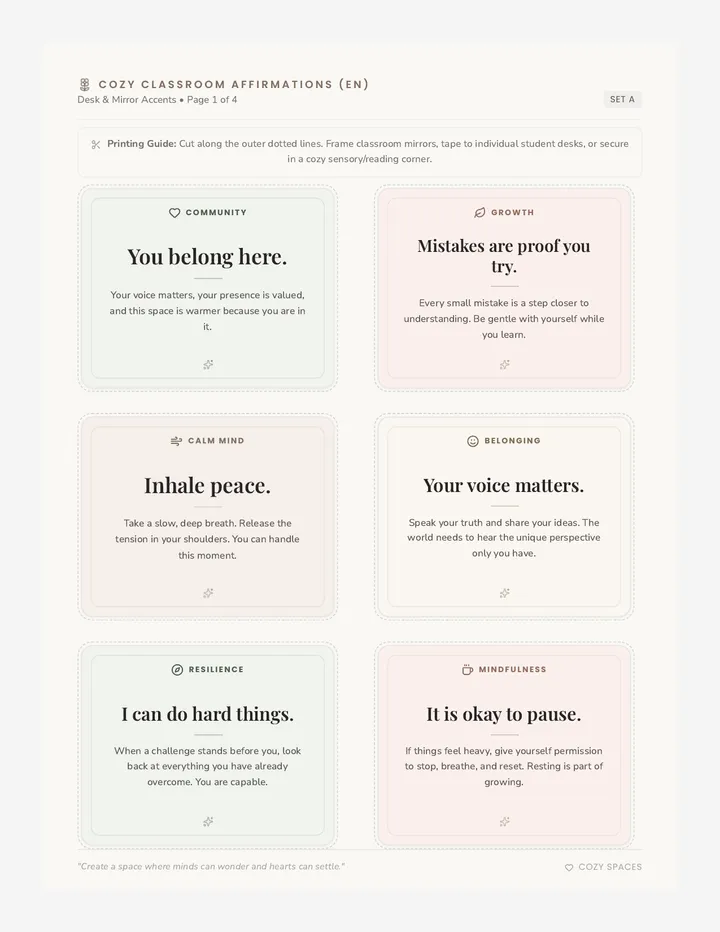 Cozy Affirmation Cards
