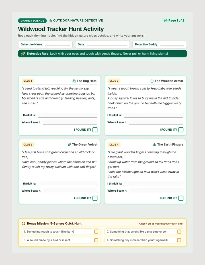 Wildwood Tracker Hunt Activity