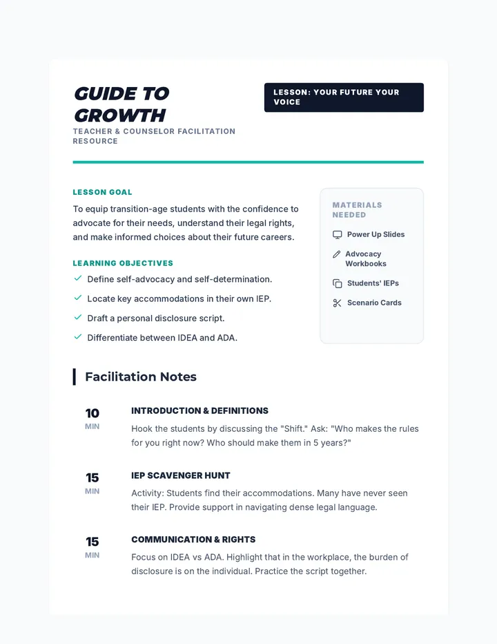 Guide to Growth Teacher Guide