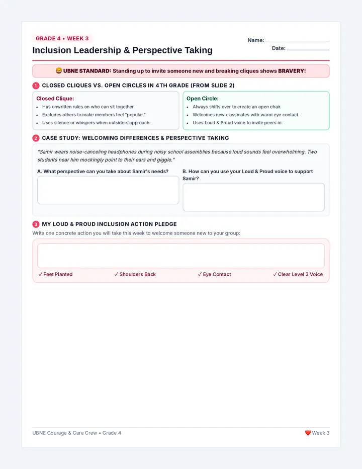 Belonging Leader Upper Worksheet