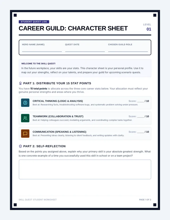 Skill Quest Worksheet