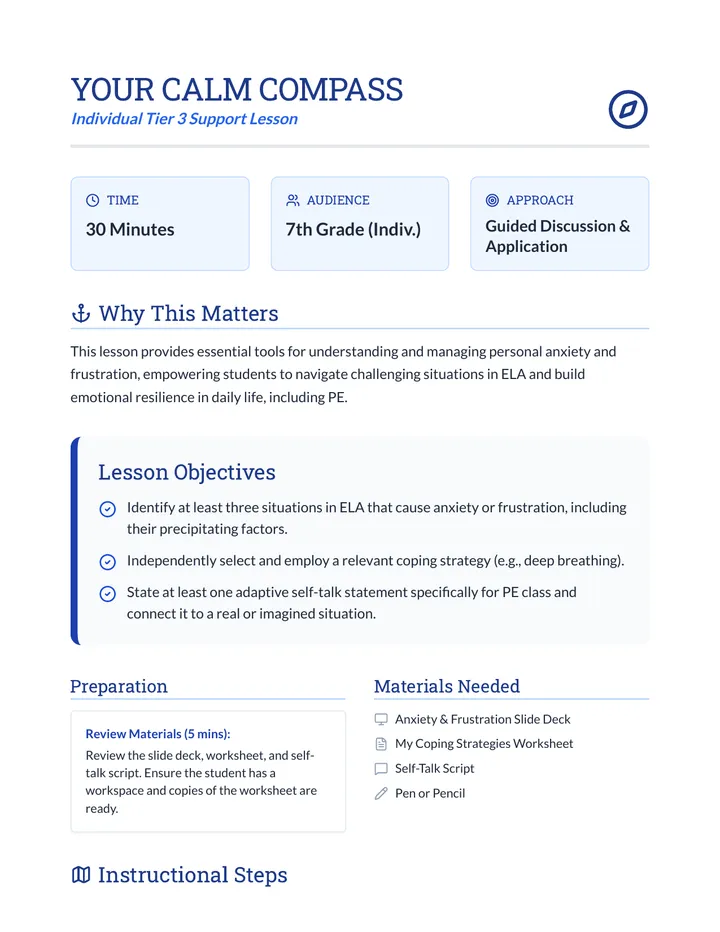 Your Calm Compass Lesson Plan